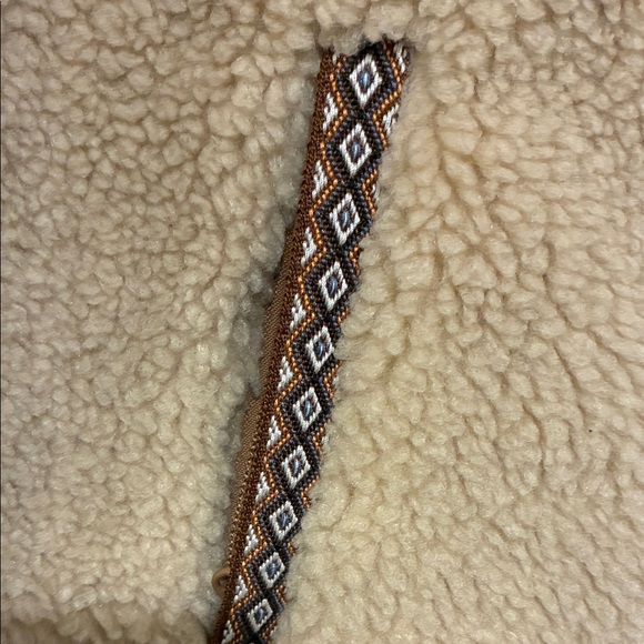 Faherty Cream with Rust Fleece sheepskin style vest - Picture 4 of 10